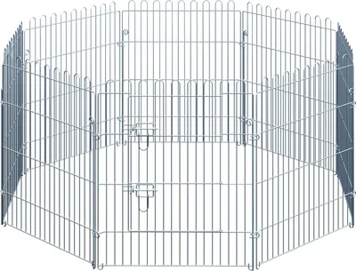 Produktbild von Freilaufgehege Welpenauslauf Welpenzaun Laufstall Welpengitter für Tiere 8-teilig B63 x H76 cm