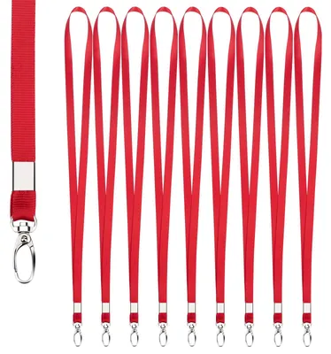 Produktbild von Schlüsselband mit Karabinerhaken, 10 Stück, Schlüsselgürtel, Schlüsselband für Büro, Schule, Krankenhaus, Fabrik (Rot)