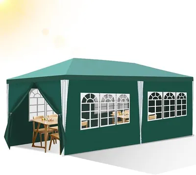 Immagine prodotto di Gazebo impermeabile 3x6 metri, con 6 pannelli laterali e finestre. Tenda da giardino, tenda per feste, con protezione UV. Ideale per giardini, eventi, matrimoni, bancarelle, aree verdi