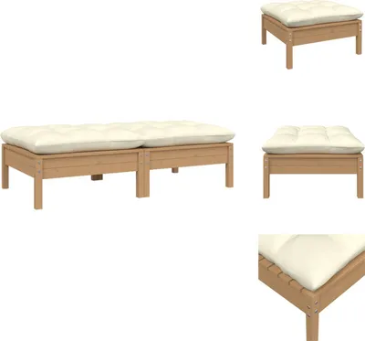 Produktbild von vidaXL Gartensofa 2-Sitzer mit Creme Kissen Massivholz Kiefer -  Gartensofaelemente