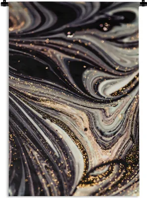 Produktbild von MuchoWow® Wandteppich Wandbehang Marmoroptik - Schwarz - Gold - Weiß - Glitter - Marmor 90x135 cm Tapisserie Dekoration Wandtuch - Baumwolle - Wandskulptur