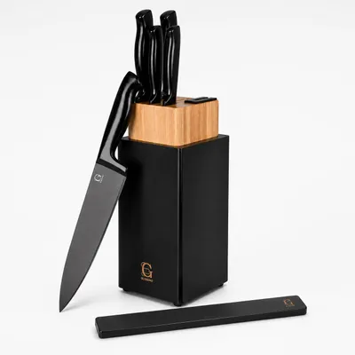 Produktbild von Glissimo Messerblock mit 5-teiligem Messerset & Magnetleiste, Messerschärfer