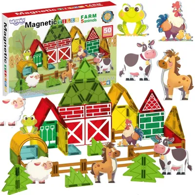 Obrázok produktu pre Magnetické stavebnice Woopie 7,5 cm – Farma, 30 ks