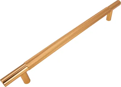 Produktbild von Eleganter goldfarbener Möbelgriff mit 192 mm Montageabstand – Mattschwarz Aluminium für Schränke und Kommoden, Modell Bellezza