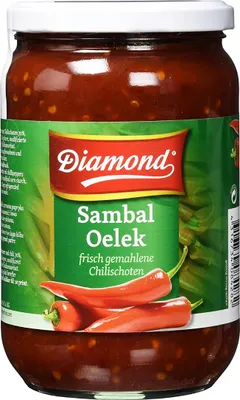 A jar of Diamond Sambal Oelek sauce.