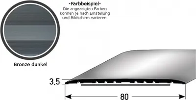 Produktbild von Übergangsprofil "Leopoldsburg" / Übergangsschiene / 80 mm, Typ: 350 (Aluminium eloxiert, mittig gebohrt / selbstklebend)-bronze dunkel-1000-selbstklebend