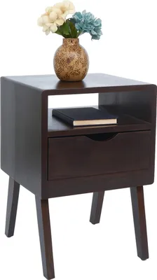 Obrázek produktu pro Noční stolek HWC-P16, noční stolek skříňka, zásuvka 64x42x40cm  tmavě hnědá