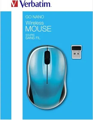 Obrázek produktu pro Verbatim Go Nano, Pro praváky i leváky, RF bezdrátový, 1600 DPI, Azurová