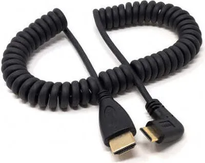 Obrázek produktu pro HDMI kabel, 1,8 m, konektor na mini konektor, spirálový, úhlový, černý | System-S