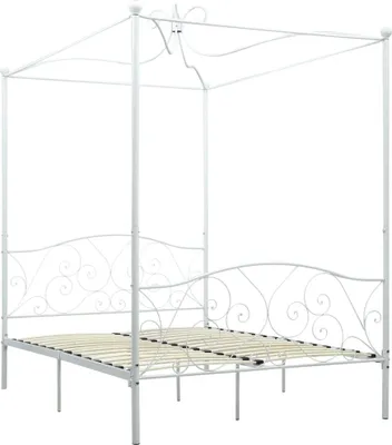 Produktbild von vidaXL Himmelbett-Gestell Weiß Metall 140 x 200 cm
