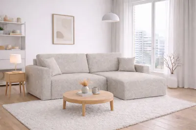 Produktbild von Kaiser Möbel Ecksofa mit Schlaffunktion und Bettkasten, Ariel XL, Chenille-Stoff, Stoff Artico, Beige, Rechts