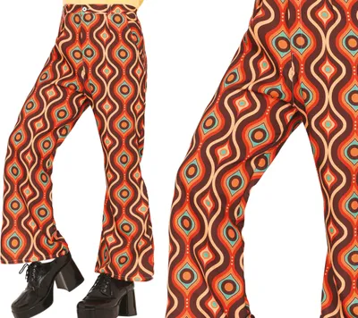 Immagine prodotto di pantaloni retrò carnevale anni '70 fantasia colorata, taglia: 52 - 54 (L) colore: multicolore