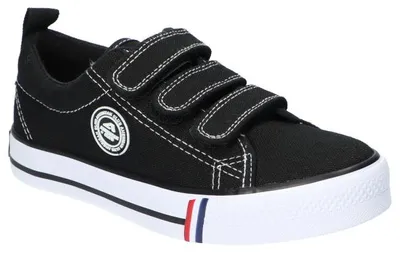 Produktbild von American Club LH60, Kinder Turnschuhe Klettverschluss leichte Sneaker weißer Boden bequem, Schwarz 33