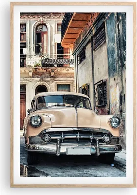 Produktbild von Gerahmtes Poster - Rahmen in heller Eiche - Kubanisch Auto Mietshäuser - 61x91,5 cm - Wand Bild - Wanddeko - Wandbilder - Kunstposter - Wandposter - Bilderrahmen - Bilder - Kunstdruck P2NPA61x91-4413