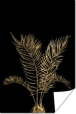 Produktbild von MuchoWow® Poster Blätter - Schwarz - Gold 20x30 cm - Papierdruck