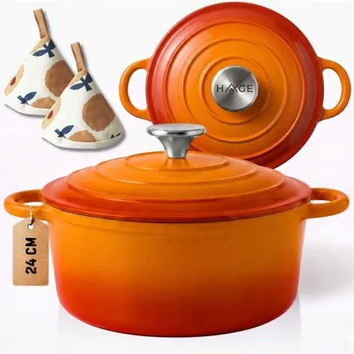 Produktbild von Emaillierter Rolltopf 24 cm 4 l Hage Orange