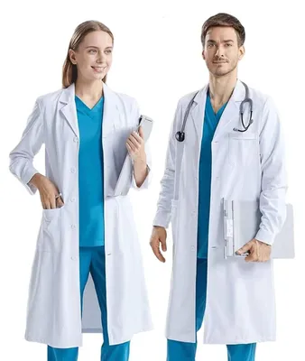 Produktbild von Laborkittel, Unisex – Atmungsaktives Material – Arztkittel – Chemiekittel – Arbeitskleidung – 3 Taschen – Lange Ärmel