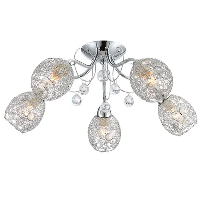 Produktbild von Deckenleuchte, 5 Flammig, Kristalle, Chrom, D 54 cm