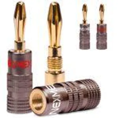 Produktbild von Bananenstecker 4mm schraubbar vergoldet 4x Stecker NEXMEX für Lautsprecherkabel