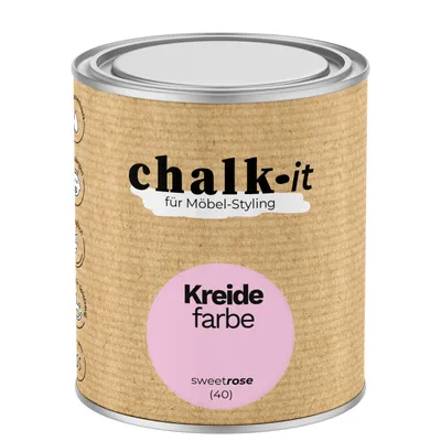 Produktbild von Kreidefarbe Chalk-it (40) Sweet Rose 0,75L Shaby Chic Möbel Holzlack Natur Vintage Möbellack