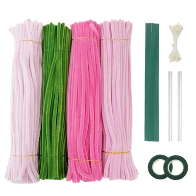 Produktbild von 400 Stück Pfeifenreiniger zum Basteln Set, Pfeifenreiniger Blumen Set, Chenilled