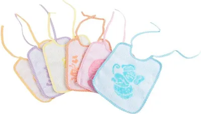 Produktbild von Poupy Babylätzchen, klein und saugfähig, aus Schwamm, BPA-frei, waschbar und wiederverwendbar, mit Gummizug und Jacquard-Verarbeitung