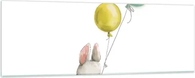Produktbild von Bilder auf glas - Einteilig - Häschen Luftballons Kinder - 90x30cm - Glasbilder - Wandbilder - Bilder - zum Aufhängen bereit - Wanddekoration aus Glas - Glas Bilder - Wandbild auf Glas - GAB90x30-4731