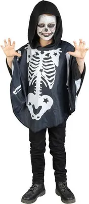 Produktbild von Kinderkostüm - Poncho Skelett - Einheitsgröße
