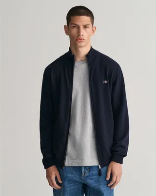 Image de Gant Superfine Lambswool Pull à fermeture éclair complète Bleu S Homme Bleu S