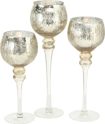 Immagine prodotto di Boltze Windlicht Set Manou 3-tlg gold Deko-Gläser Weihnachtsdeko gerades Muster
