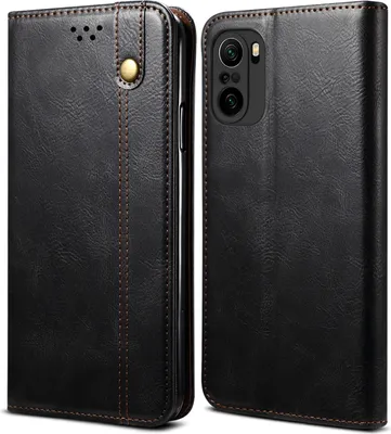 Produktbild von Xiaomi Poco F3 Hülle, LaimTop Leder Flip Brieftasche Schutzhülle für Xiaomi Poco F3 Schwarz