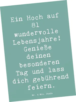 Produktbild von Mr. & Mrs. Panda Grußkarte Spruch 81. Geburtstag - Meeresbrise - Geschenk, Feier, Kunstkarten, Alter, Jubiläum, Postkarte, bildkarte, Geschenke, Geburtstagsfeier
