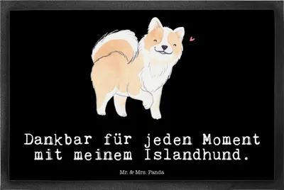 Produktbild von Mr. & Mrs. Panda Schmutzfangmatte Islandhund Moment 40 x 60 cm - Schwarz - Geschenk, Fussmatte, Schmutzfänger, fußmatte, Eingangsmatte, Schmutzmatte