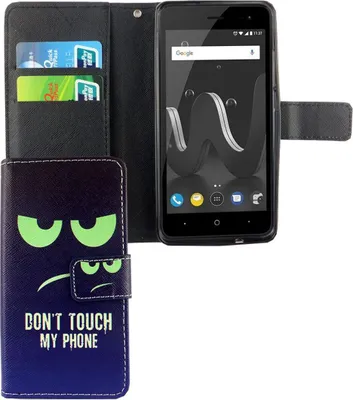 Produktbild von Handyhülle Tasche für Wiko Jerry 2 Dont Touch My Phone Blau / Grün