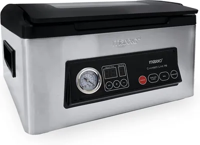 Imagen del producto de Máquina de vacío VM ChamberLine 70, con capacidad de 7 litros, envasadora al vacío profesional para líquidos. Flujo de 72 litros por minuto. Incluye 30 bolsas de vacío