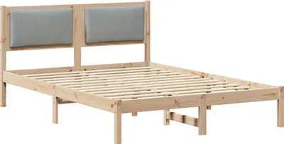 Zdjęcie produktu dla vidaXL Rama łóżka jasnoszara 135 x 190 cm z litego drewna sosnowego