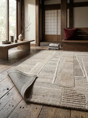 Teppich Natur rechteckig Editorial Styling_#sku_BARK503119381155-BARK503119381156-BARK503119381157#