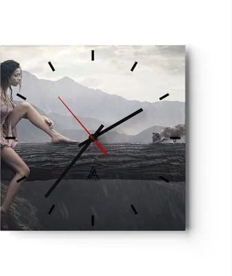 Produktbild von Wanduhr - Quadrat - Glasuhr - Tiere Katze Mode Modell - 40x40cm - Schleichendes Uhrwerk - Lautlos - zum Aufhängen bereit - Dekoration Modern - Wanddekoration aus Glas - C3AC40x40-2134
