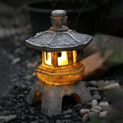 Solar-Pagoden-Laterne, asiatische Deko, für Balkon & Garten