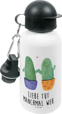 Produktbild von Mr. & Mrs. Panda Trinkflasche Kaktus Liebe - Weiß - Geschenk, Hochzeit, Kakteen, Getränkeflasche, Verlobung, Kinder, Wasserflasche, für den Kindergarten, Love, Trennung