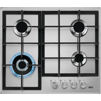 Produktbild von AEG HGB64420SM, Edelstahl, Integriert, 60 cm, Gaskochfeld, Edelstahl, 4 Zone(n)