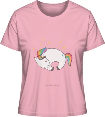 Produktbild von Mr. & Mrs. Panda Damen T-Shirt Einhorn Nacht Größe XL - Baumwolle Pink - Geschenk, Baumwoll, Traum, Oberteil, Einhörner, für Frauen, Menschen, Unicorn, Shirt Mit Spruch