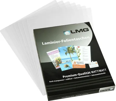 Zdjęcie produktu dla LMG LMGA4-125M-25 Matowe folie do laminowania A4 125 mikronów, opakowanie 25 szt