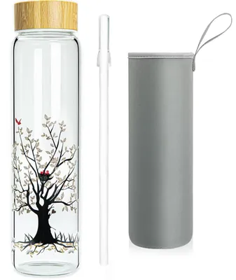 Produktbild von Wasserflasche aus Borosilikatglas mit Bambusdeckel