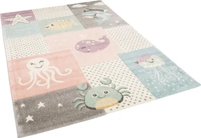 Produktbild von Kinderteppich | Spielteppich | Kurzflor | Verschiedene Motive, Größe:80x150 cm, Farbe:Pastell Bunt