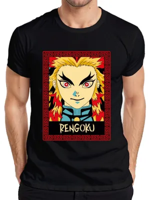 Obrázok produktu pre RENGOKU Kyojuro Demon Slayer Anime Flame Gift Collector Pánske tričko, čierna farba, S
