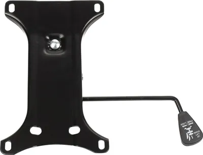 A black metal tilt mechanism with a lever for a chair, shown against a white background.