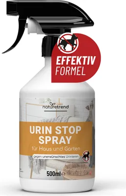 Produktbild von naturetrend Urin Stop für Hunde & Katzen 500ml I Mildes Hundeabwehrspray & Katzenabwehrspray I Nicht färbend I Urin Entferner, Hundeschreck gegen Markieren I Anti Kratz Spray Möbel, Innen- & Außen