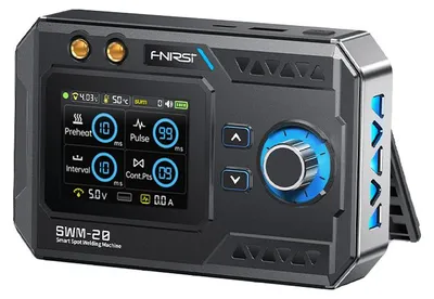 Produktbild von FNIRSI SWM-20 Punktschweißgerät Doppelpuls, 1200A, 5000mAh Akku wiederaufladbar, einstellbar mit Halterung für Nickel Eisen Edelstahl, Schwarz