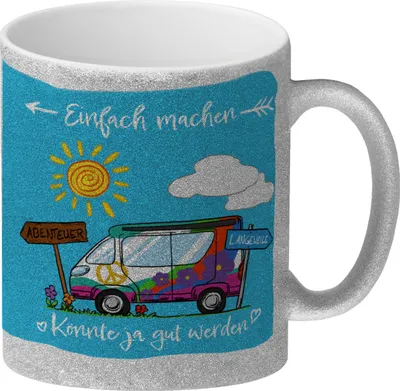 Produktbild von Camping Abenteuer Glitzer-Kaffeebecher